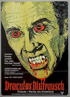 Scars of Dracula (1970) German A1 film poster, starring Christopher Lee, Hammer Film Productions, folded, 23 x 33 inches