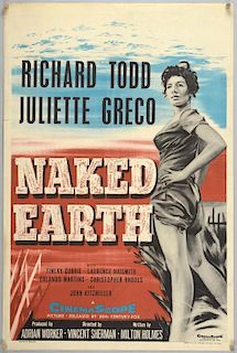 Naked Earth (1958) English Double Crown film poster, starring Richard Todd, 20th Century Fox, rolled, 20 x 30 inches