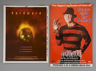 50+ movie poster proofs for films including Hardware, Lord of The Flies, Nightmare on Elm Street 3, Santa Sangre, Salute, Whe