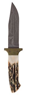 Parker-Edwards 'Bench Made Randall Gilbreath' Damascus Bowie Knife