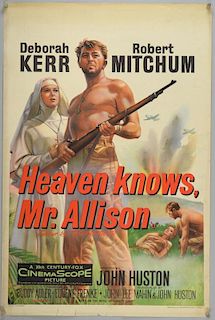 Heaven Knows, Mr. Allison (1957) English Double Crown film poster, starring Deborah Kerr & Robert Mitchum, 20th Century Fox, 