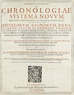 Helwig, ChristophTheatrum historicum sive chronologiae systema novum.... Mit Titelholzschnitt, Portraet und Holzschnitt-Buch