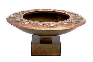 A Bronze Footed Bowl, Pozycinski Studio, Diameter 16 5/8 inches.