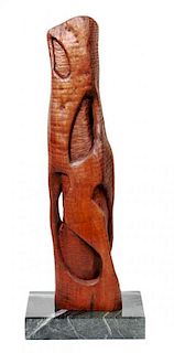 Two Carved Wood Sculptures, Giancarlo Calicchia, Height of tallest 37 inches.