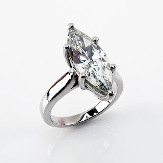 Approx. 3.14 Carat Marquise Cut Diamond and 14 Karat White Gold Engagement Ring. Diamond H color, SI2 clarity