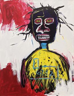 Oil on canvas in the style of Basquiat