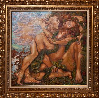 Mixed media original  on canvas by Arina  Adam and Eve