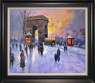 Winter Arch D'Triomphe Hand embellished on canvas by Michael Schofield