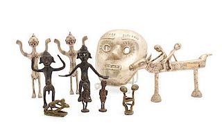 A Collection of Timor Style Mixed Metal Figures, Length of largest 8 inches.