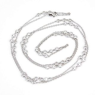 Approx. 4.50 Carat Round Brilliant Cut Diamond and 18 Karat White Gold 36" Long Necklace.