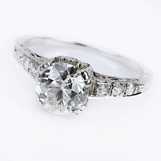 UGS Certified Art Deco 1.25 Carat Old European Cut Diamond and Platinum Engagement Ring