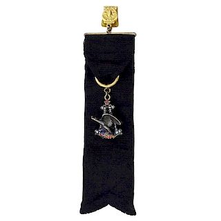 Antique Victorian 14 Karat Yellow Gold and Sterling Silver Anheuser Busch Eagle Fob accented with Rose Cut Diamonds, Ruby and