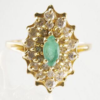 Vintage 14K Emerald and Diamond Ring