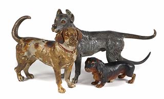 Antique Austrian Cold-Painted Bronze Dog Group