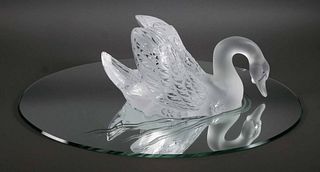 LALIQUE Crystal Swan on Mirror
