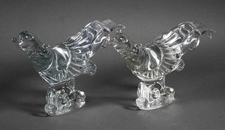 Pair Vintage Paden City Glass Pheasants
