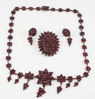 Antique Bohemian Garnet Jewelry Set