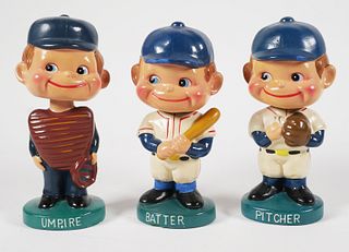 Three Vintage Japanese Baseball Bobbleheads