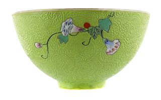 Antique Chinese Sgraffito Porcelain Floral Bowl
