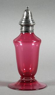 Sterling Cranberry Glass Sugar Shaker