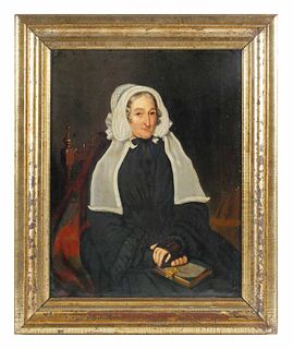 Antique Portrait of Woman Oil on Canvas