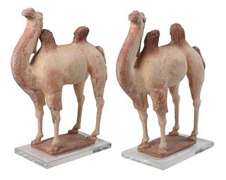 Pair of Early Chinese Pottery Camels