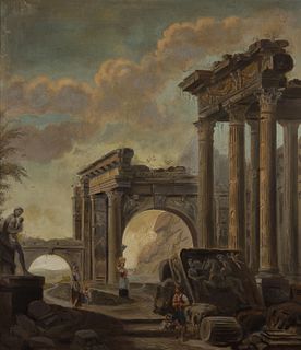 AMERICAN OR EUROPEAN SCHOOL (EARLY 20TH CENTURY) CLASSICAL RUINS PAINTING