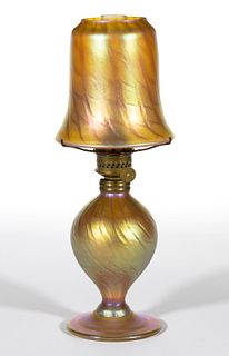 PHOENIX STUDIOS - CARL RADKE SIGNED ART GLASS MINIATURE STAND LAMP
