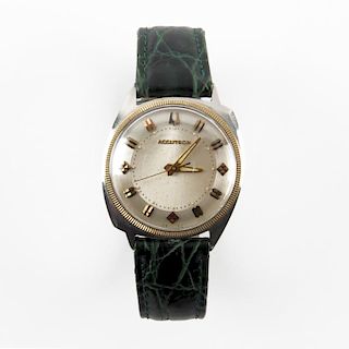 Vintage Bulova Accutron Stainless Steel Asymmetric Watch with 14 Karat Bezel