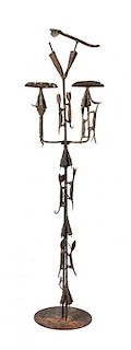 An African Wrought Metal Yoruba Style Staff, Height 74 inches.