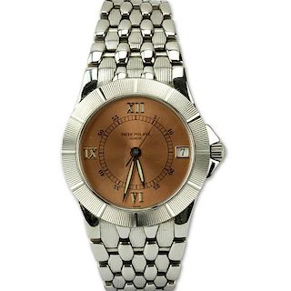 Man's Circa 1997 Patek Philippe Neptune 5080/1 Stainless Steel Automatic Movement Bracelet Watch with Copper-colored Dial wit