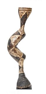 An African Carved Wood and Polychrome Baga Serpent, Height 42 1/2 inches.