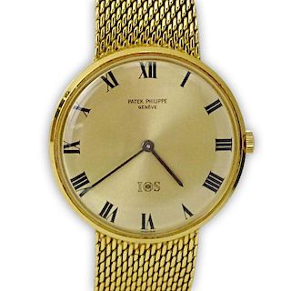 Men's Vintage Patek Philippe Genève IOS Executive 3562 18 Jewel 18 Karat Yellow Gold Bracelet Watch, Manual Movement with Bo