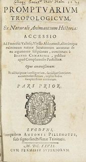 Bustamante de la Cámara, JuanPromptuarium tropologicum, ex naturali animantium historia... 2 Tle. in 1 Bd.  Lyon, Pillehott