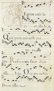 Handgeschriebenes Antiphonar einer Schwester Johanna Kerschilgen aus Koeln. 202 Seiten. Lederband d. Zt. mit 1 (von 2) Schlie