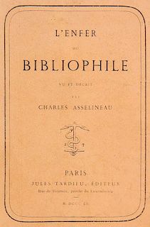 Asselineau, CharlesL'enfer du bibliophile. Paris, Tardieu 1860. 69 S., 1 Bl. OUmschlag miteingebunden. Roter Ldr. mit goldge