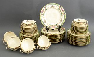 Vintage Bavarian Hutschenrether "Hohenberg" 60 piece porcelain dining service comprising (10) ten dining plates, (10) ten dessert plates, (11) eleven 