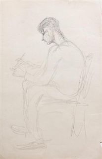 Robert Henri, (American, 1865-1929), Self Portrait, Sketching