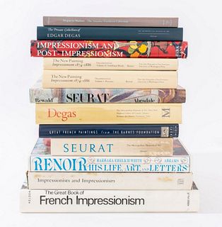 Twelve reference books on Impressionism and Post-Impressionism comprising "The great book of French Impressionism" by Diane Kelder, "Renoir, his life 