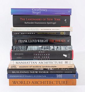 Eleven reference books on Architecture comprising "World Architecture" by Trewin Coppleston, "Masterpieces of Modern Architecture" by Agneletto & Bocc