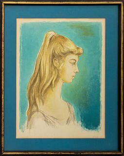 Marie-Elisabeth Wrede (German, 1898-1981) Mid-Century color lithograph depicting a woman portrait with blonde hair, signed in pencil to lower right, n