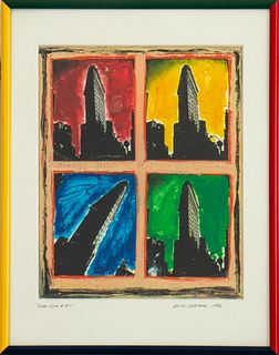 Michael Babyak (American, XX-XXI) "Flat Iron NYC" color serigraph depicting four views of the Flatiron building in Manhattan in a Pop Art manner, sign