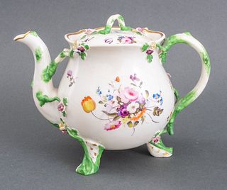 Victorian Rockingham China floral teapot, circa1870, marked with iron red Griffon and "Rockingham Works / Brameld" to underside.