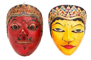 Two New Guinea Ancestral Lam Masks, Length 7 3/4 inches.