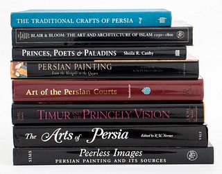 Eight reference books on Persian & Islamic Art comprising "The Art of Persia" by R.W. Ferrier, "Peerless Images - Persian painting and its sources" by