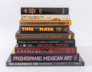 Ten Mesoamerican Pre-Columbian art reference books, including: "The Ancient Maya" by Sylvanus G. Morley and George W. Brainerd, "Pre-Columbian Art and
