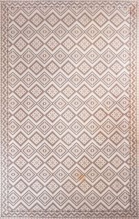 Large Vintage carpet with a geometric diamond design. 17' H x 10" W.