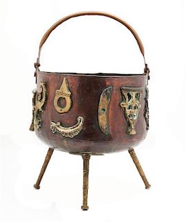 A Japanese Copper Handled Brazier. Height 13 1/2 inches.