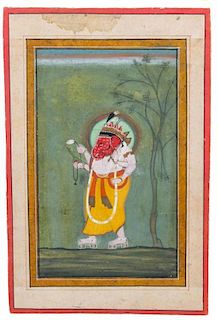 Five Indian Miniature Paintings of Ganesha, Largest 10 x 6 1/2 inches.