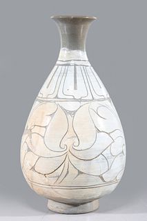 Korean Incised Celadon Glazed Ceramic Vase